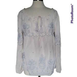 ADORABLE Current Air Embroidered Peasant Top Blouse